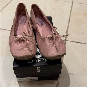 Sam Edelman Cracked Leather Pink Ballet Flats with Bow